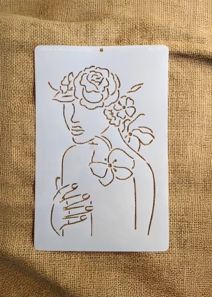 Stencil 20x30 Mujer de costado