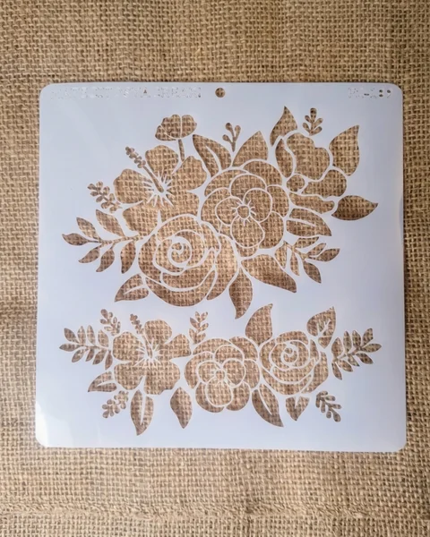 Stencil Floral Bouquet 20x20