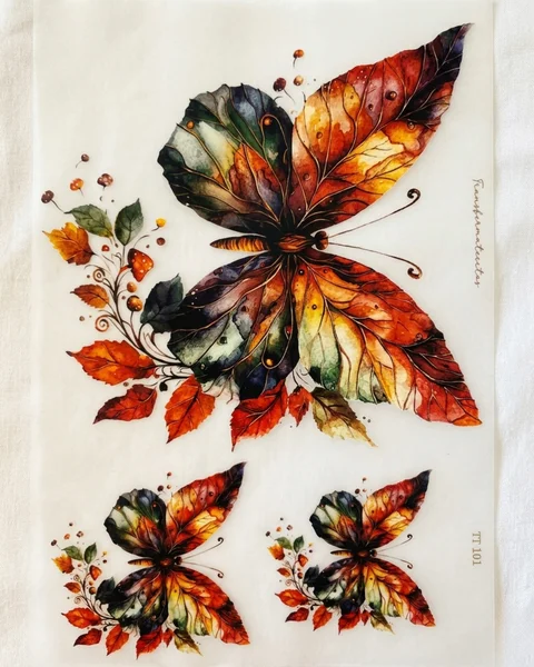 Lámina Transfer Mariposas Otoñales dtf A4
