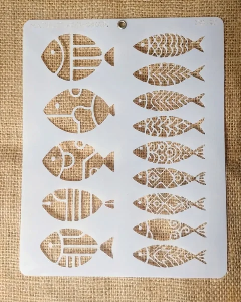 Stencil de Peces Decorativos 20x25