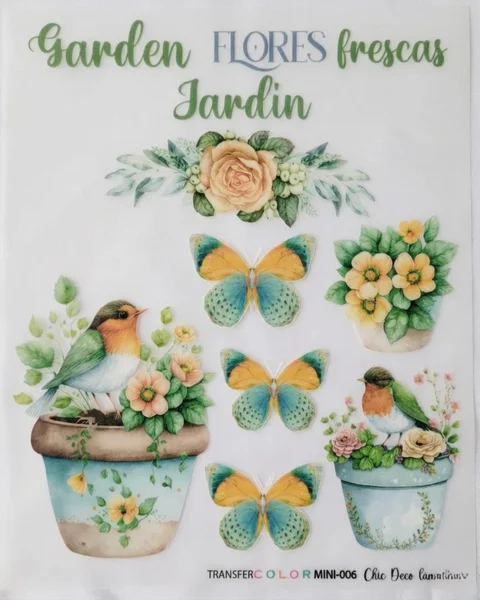 Lámina Transfer “Garden Flores Frescas Jardín” dtf A5